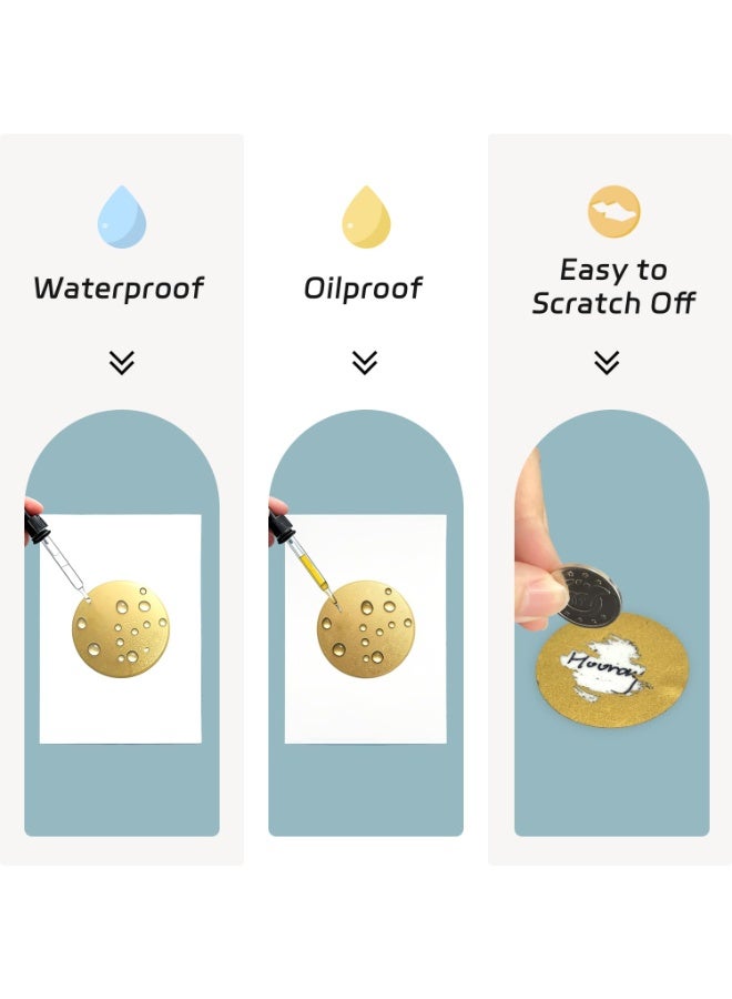 Peachjoy 300pcs 2.5cm Round Scratch Off Stickers Roll, Circle Scratch-Off Labels, Self Adhesive DIY Stickers for Gender Reveal Top Secret Winner Prize Lottery Ticket Reward Program, Raffle Card (Gold) - Image 4